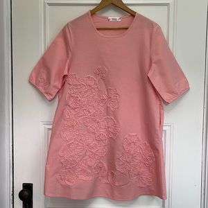 Depending On The Horizon Peachy Pink Floral Applique Above Knee Dress XL